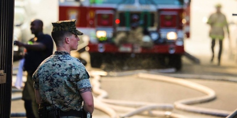 Marine from barracks – fire