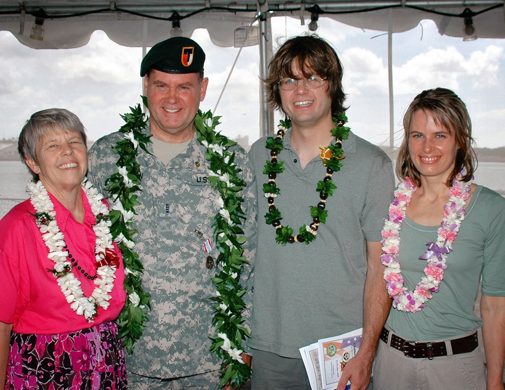 Chuck Woodson with his wife Sherry, son Mark and daughter Chris, when Woodson retired from the Army in 2006. Sherry passed in 2013.