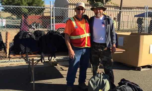 A Stand Down veteran gets ready to leave with his new gear.