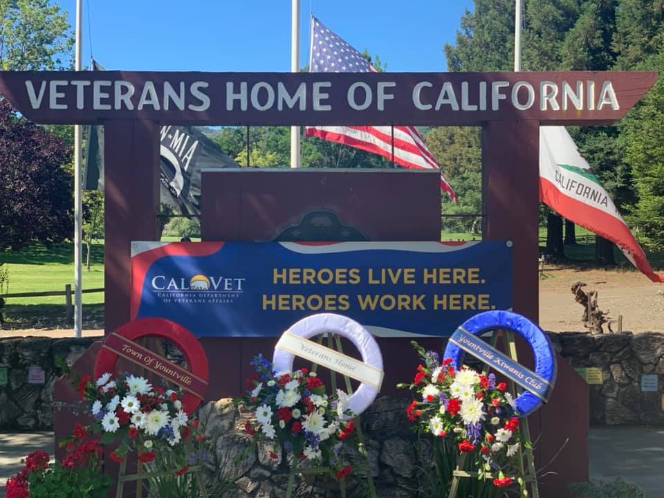 Entrance to Veterans Homes of California-Yountville on Memorial Day.