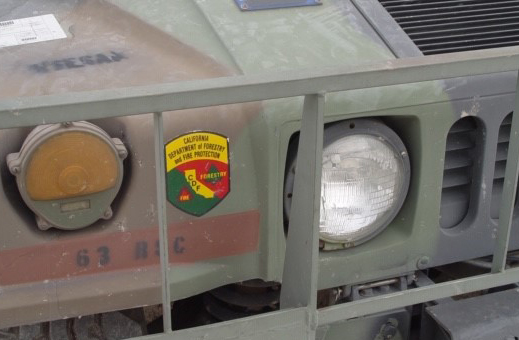 Nose of a Humvee with CDF sticker.