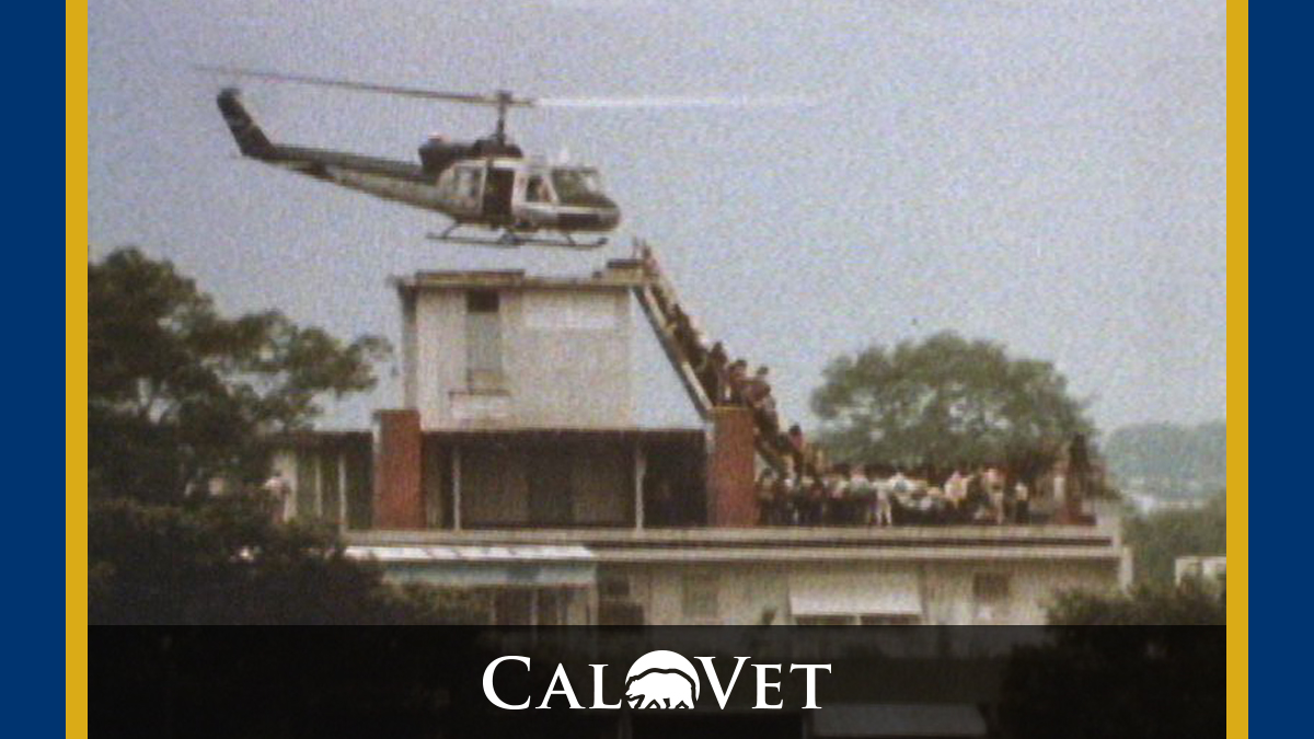 Last helicopter at the Saigon Embassy, 1975.