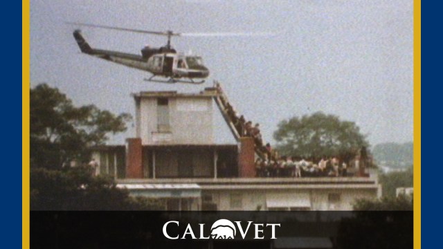 Last helicopter at the Saigon Embassy, 1975.