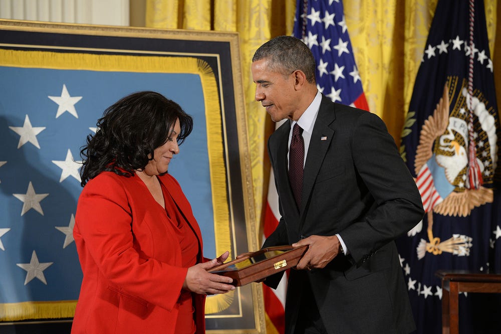 Niece of Private Joe Gandara accepts Medal of Honor from President Obama