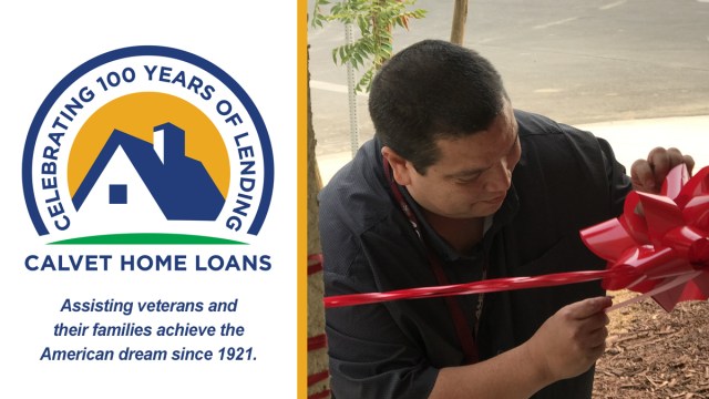 Homeowner prepping house for ribbon cutting ceremony.