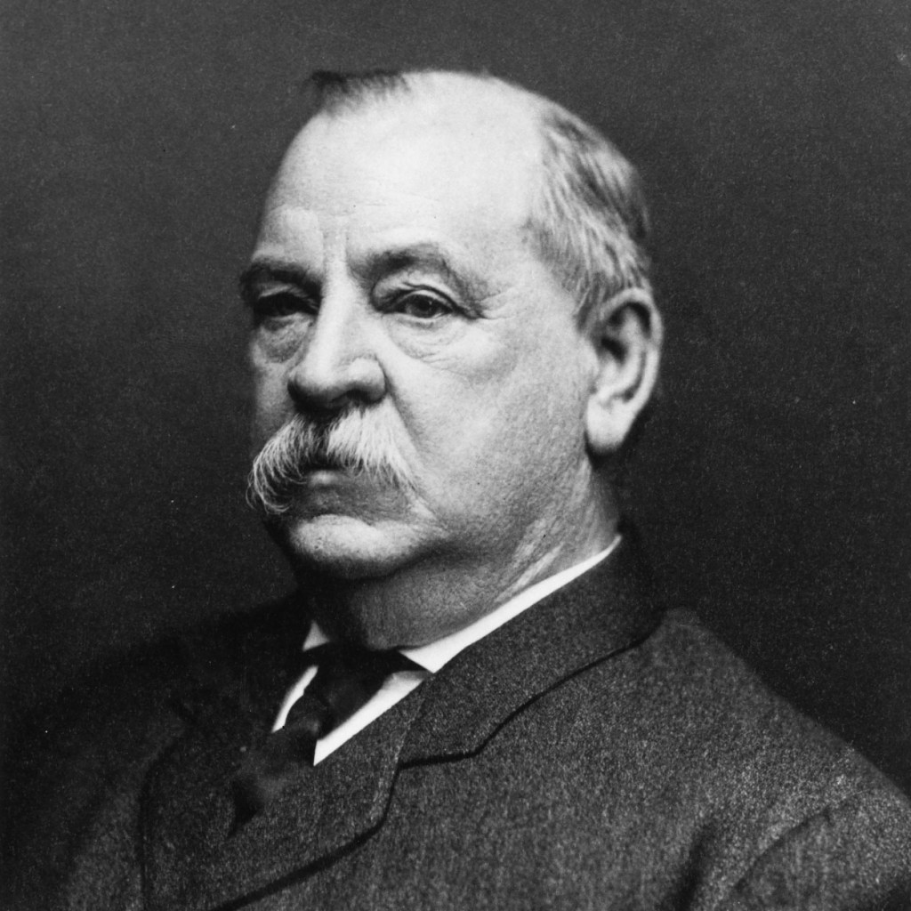 Head and shoulders illustration of President Grover Cleveland.