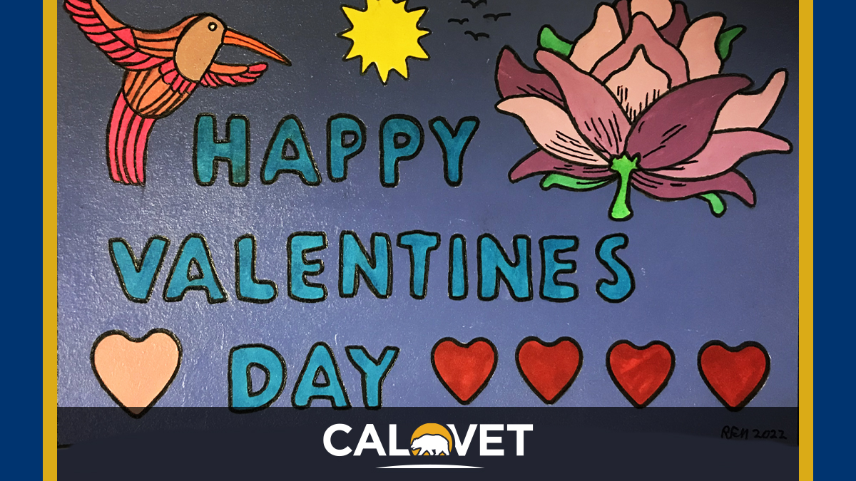 The cover of a hand made card that reads Happy Valentines Day.