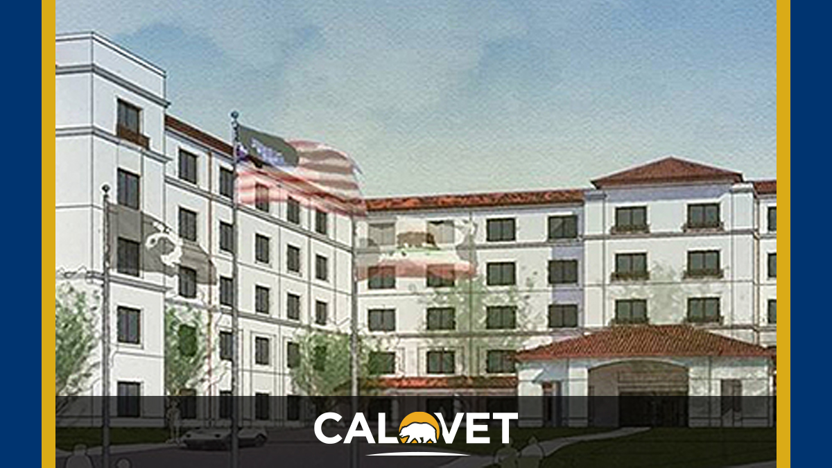 Front elevation drawing of the soon to be built Yountville Veterans Home skilled nursing facility.