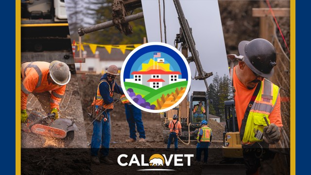 Multiple photos of ongoing construction work at the Yountville Veterans Home.