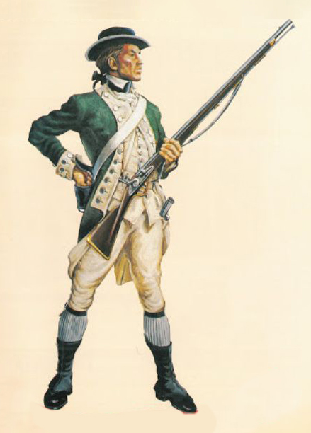 An illustration of a Continental Marine from 1776.