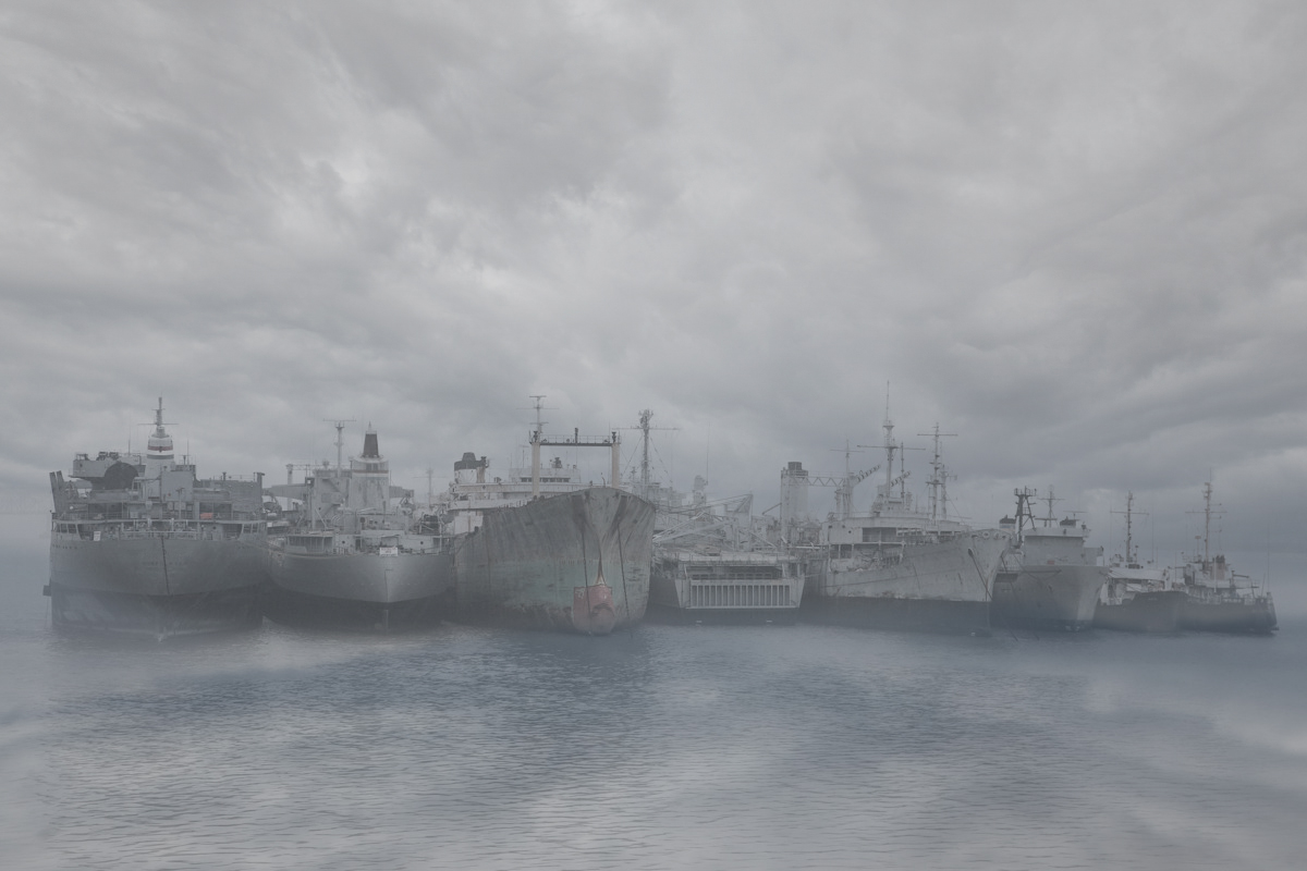 The fleet rest in the bay.