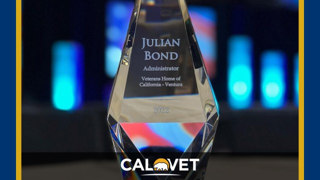 A photo of the award that Julian Bond received from CalPers.