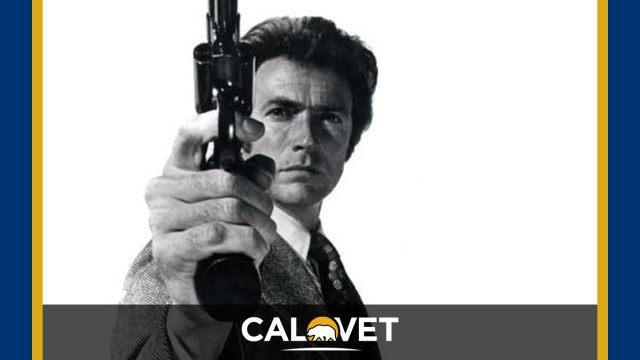 Famous photo of Clint Eastwood in Dirty Harry.