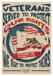 A 1970s style protest poster saying Veterans Served to Protect Our Rights - We Fight to Protect Theirs!