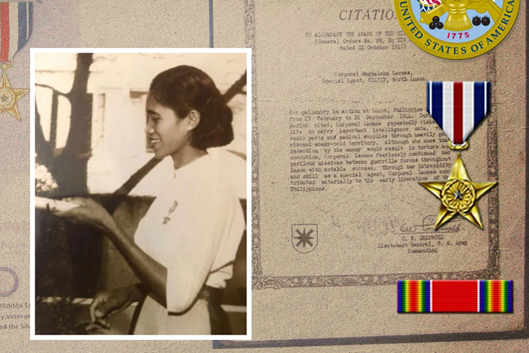 Magdalena Leones accepts the citation for the Silver Cross.