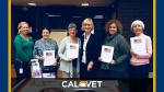 Photo of Women Veterans writing workshop and CalVet logo