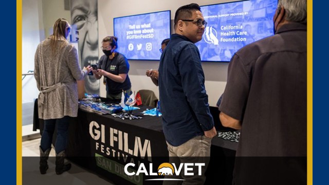 GI Film Festival booth in San Diego.