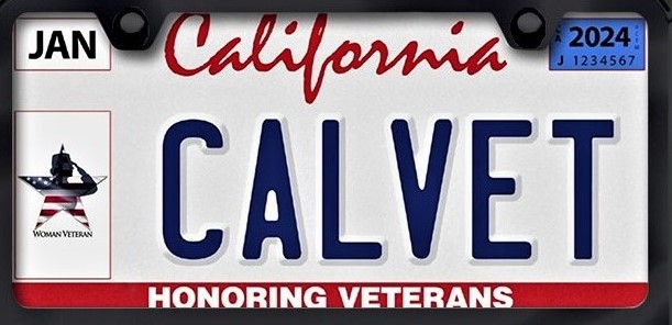Photo of Woman Veteran license plate decal.