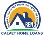 Logo for CalVet Home Loans REN program, with text "Celebrating More Than 100 Years of lending."