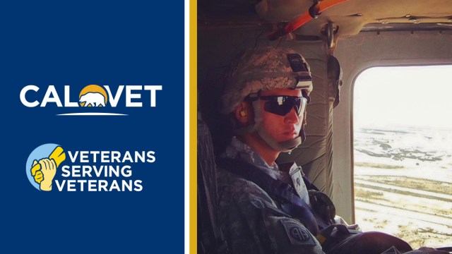 Iraq War veteran Christopher Adriano in helicopter.