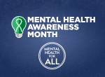 Graphic with green lightbulb and text that says "Mental health awareness month. Mental health for all."