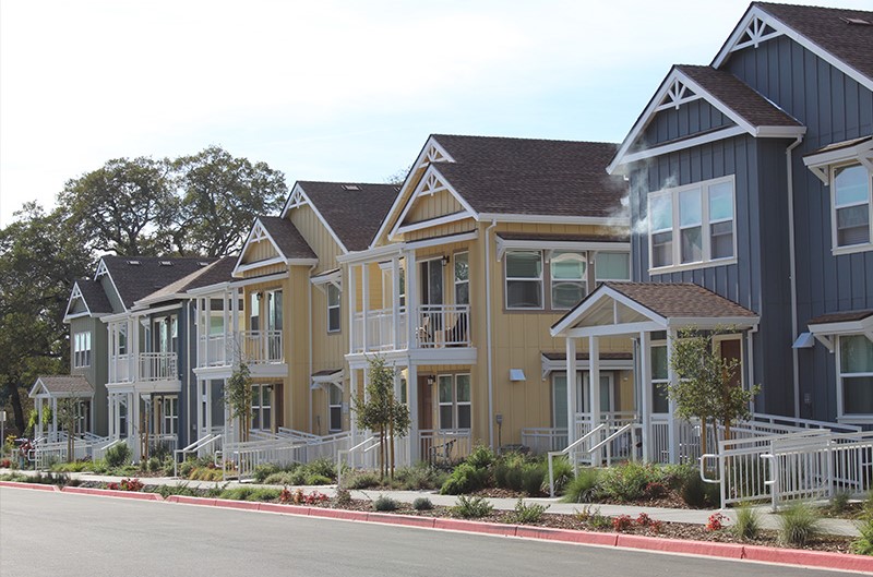 Row of houses on residential street.